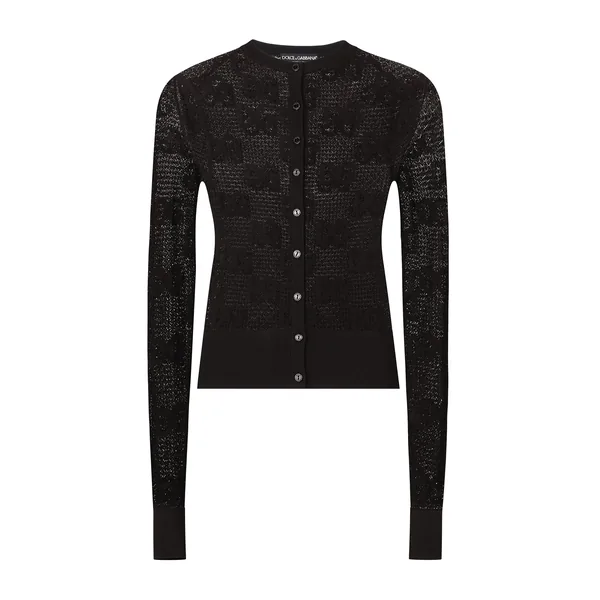 Dolce & Gabbana Lace-stitch cardigan with DG logo