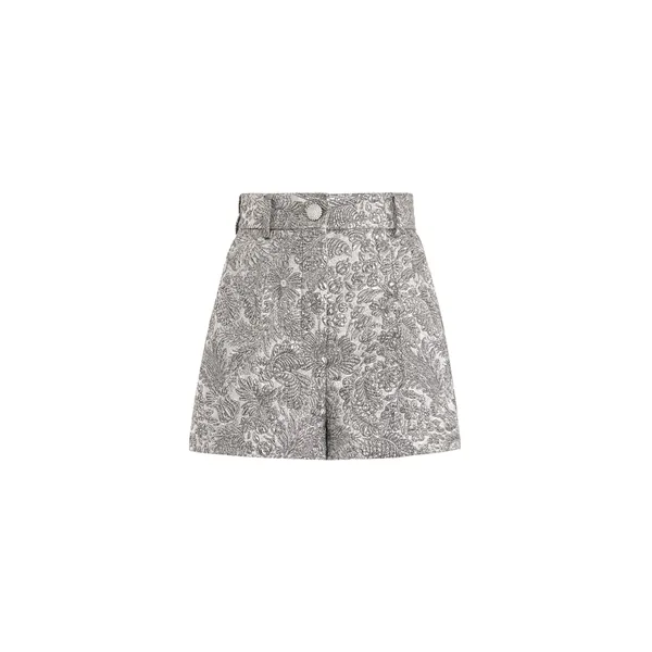 Lamé floral jacquard bermuda