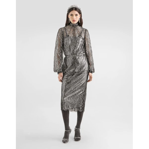Dolce & Gabbana Lamé lace skirt, view 2