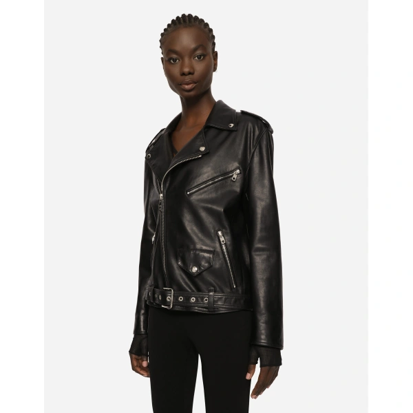 Dolce & Gabbana Leather biker jacket, view 4