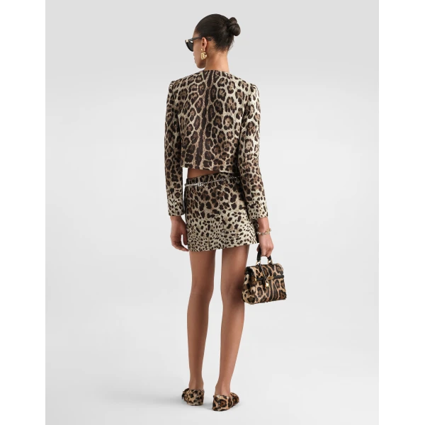 Dolce & Gabbana Leo-print brocade mini skirt, view 3