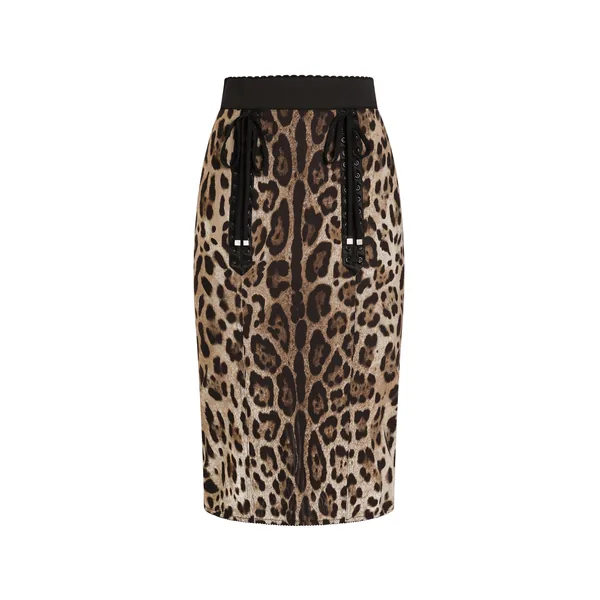 Leo-print fabric skirt