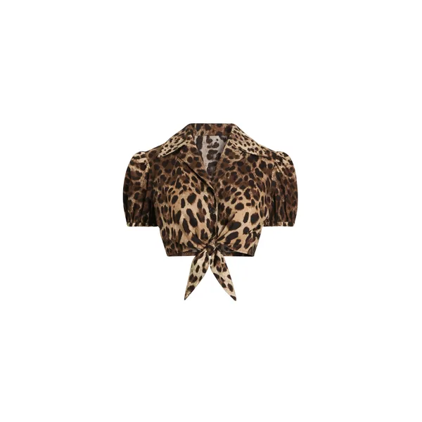 Leo-print poplin shirt