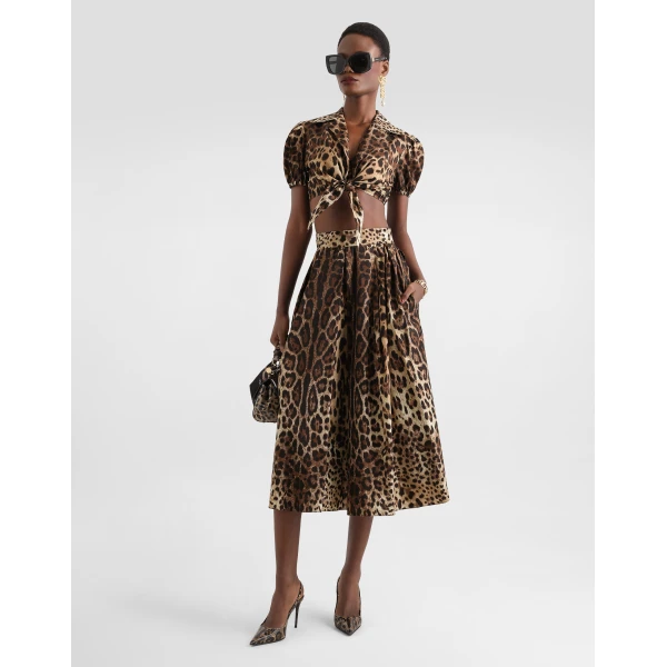Dolce & Gabbana Leo-print poplin skirt, view 2