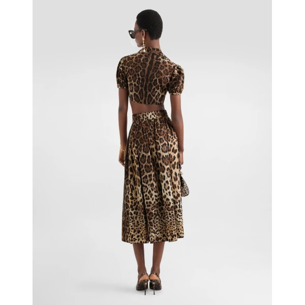 Dolce & Gabbana Leo-print poplin skirt, view 3