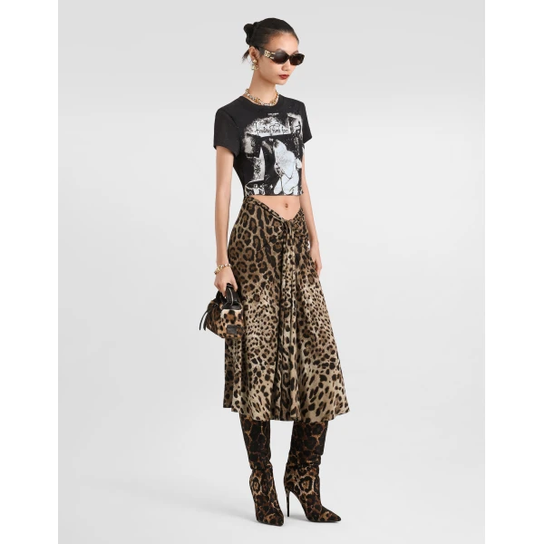 Dolce & Gabbana Leo-print viscose jersey skirt, view 2