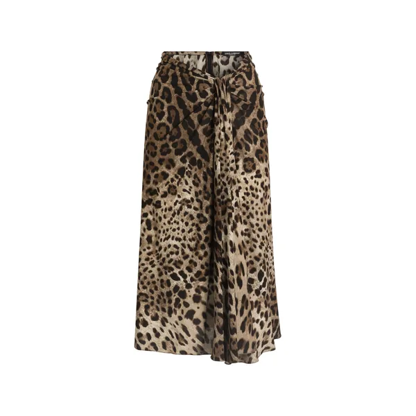 Leo-print viscose jersey skirt