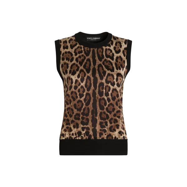 Dolce & Gabbana Leo-print wool top