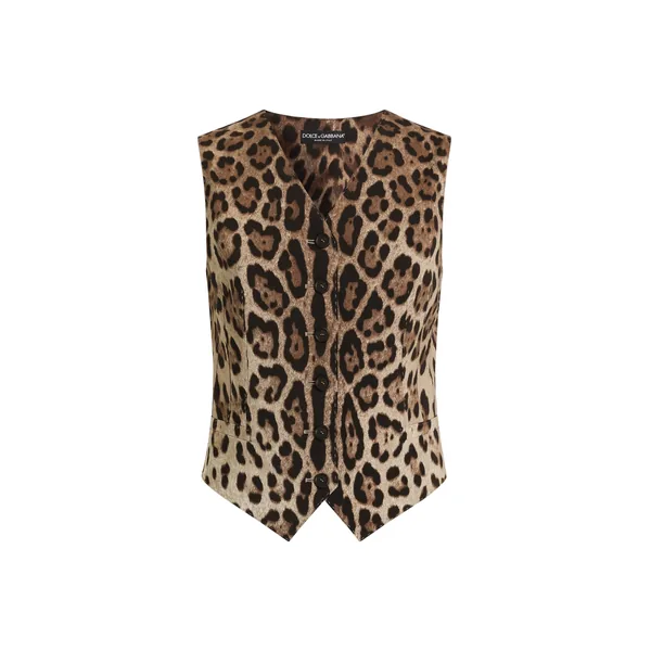 Dolce & Gabbana Leo-print wool vest