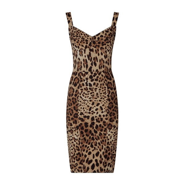 Dolce & Gabbana Leopard-print cady corset-style midi dress