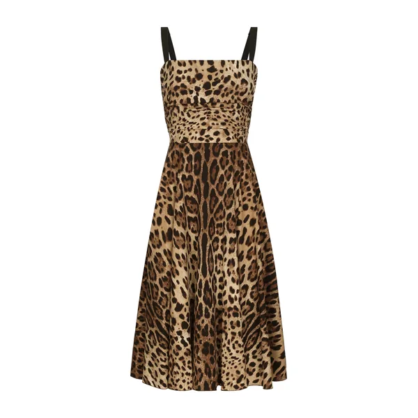 Dolce & Gabbana Leopard-print cady wrap dress