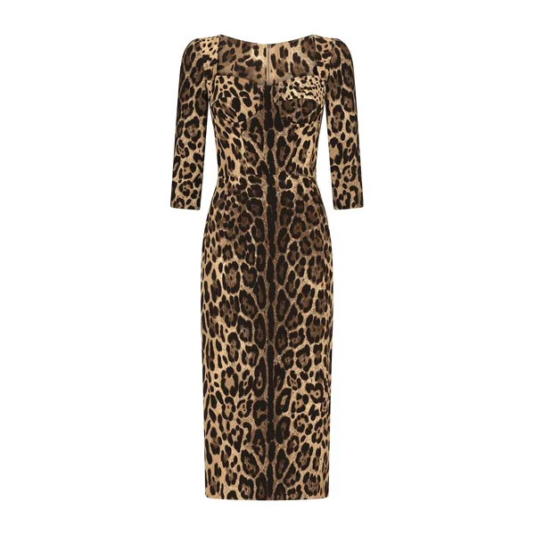 Dolce & Gabbana Leopard-print calf-length cady dress