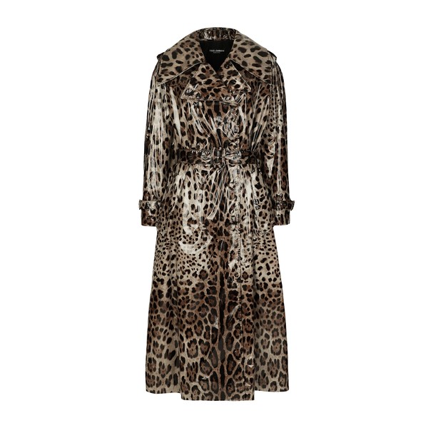Dolce & Gabbana Leopard-print coated satin trench coat