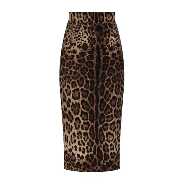 Dolce & Gabbana Leopard-print double crepe calf-length skirt