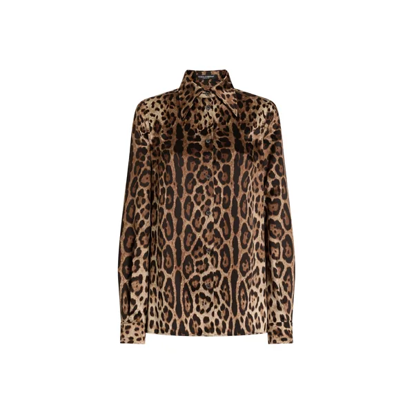 Leopard-print satin shirt
