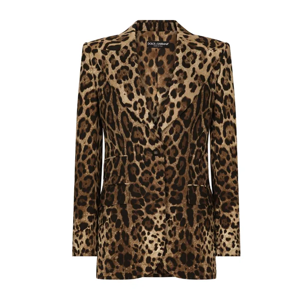 Leopard-print wool Turlington jacket