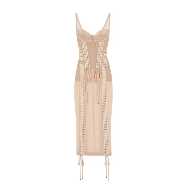 Dolce & Gabbana Light tulle calf-length slip dress with corset details