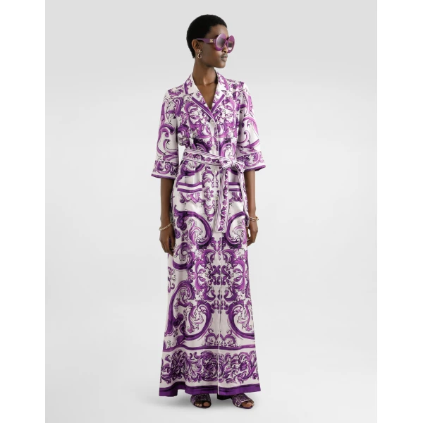 Dolce & Gabbana Long Majolica-print silk dressing robe, view 2