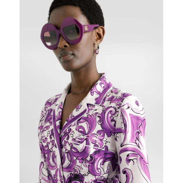 Dolce & Gabbana Long Majolica-print silk dressing robe, view 4
