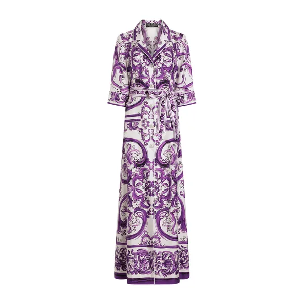 Dolce & Gabbana Long Majolica-print silk dressing robe