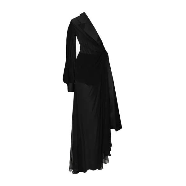 Long chiffon one-shoulder dress
