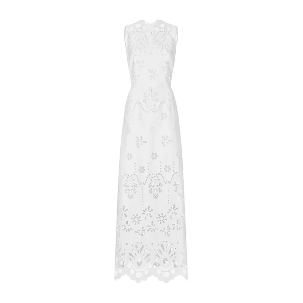 Long cotton dress with cut-out detailing