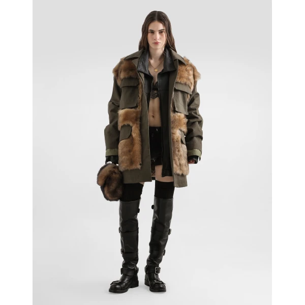 Dolce & Gabbana Long jacket in resin-coated gabardine, view 2