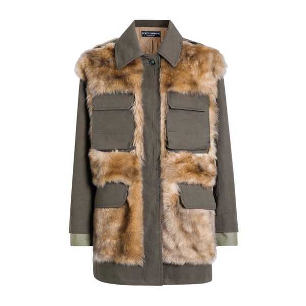 Dolce & Gabbana Long jacket in resin-coated gabardine