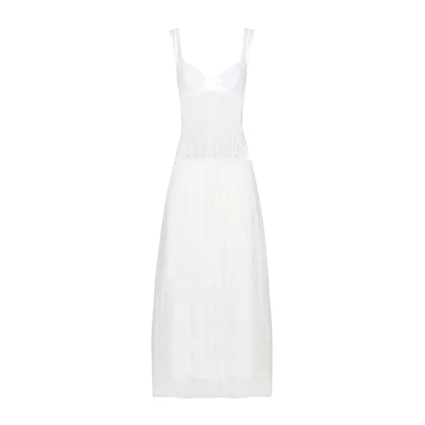 Long lace dress with corset detailing