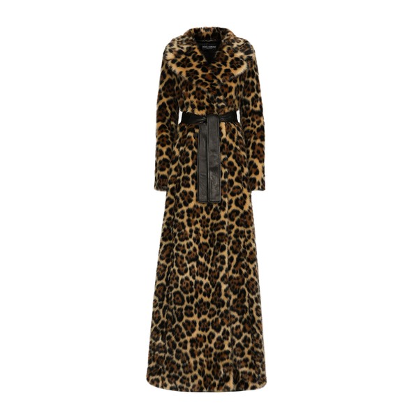 Dolce & Gabbana Long leopard-print faux fur coat