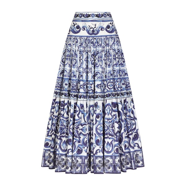 Dolce & Gabbana Long majolica-print poplin skirt