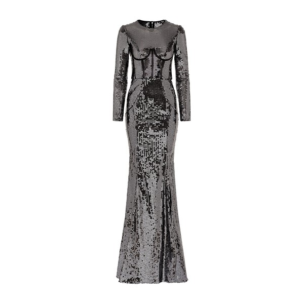 Dolce & Gabbana Long sequined dress with corset detailing