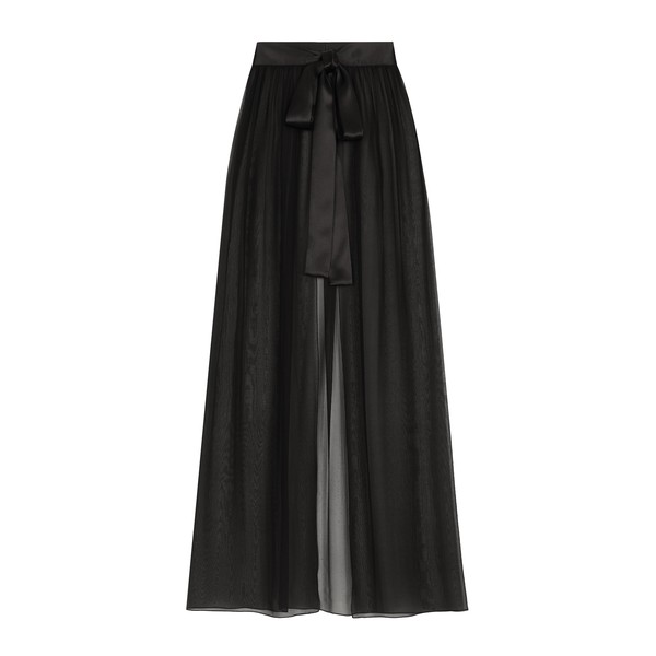 Dolce & Gabbana Long silk chiffon skirt with belt