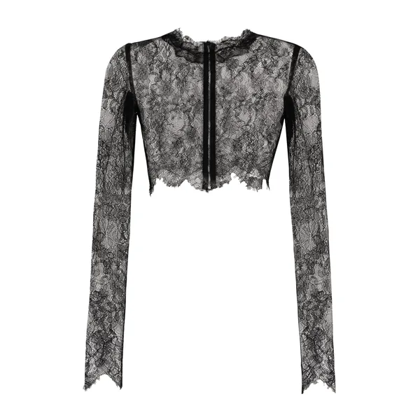 Dolce & Gabbana Long-sleeved Chantilly lace crop top