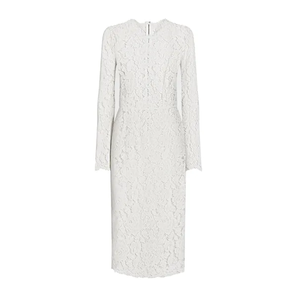 Dolce & Gabbana Long-sleeved branded stretch lace dress