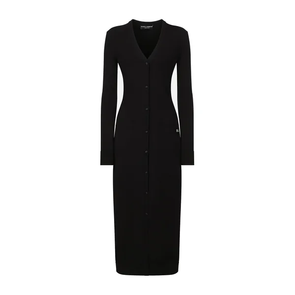 Long stretch viscose knit cardigan with DG logo
