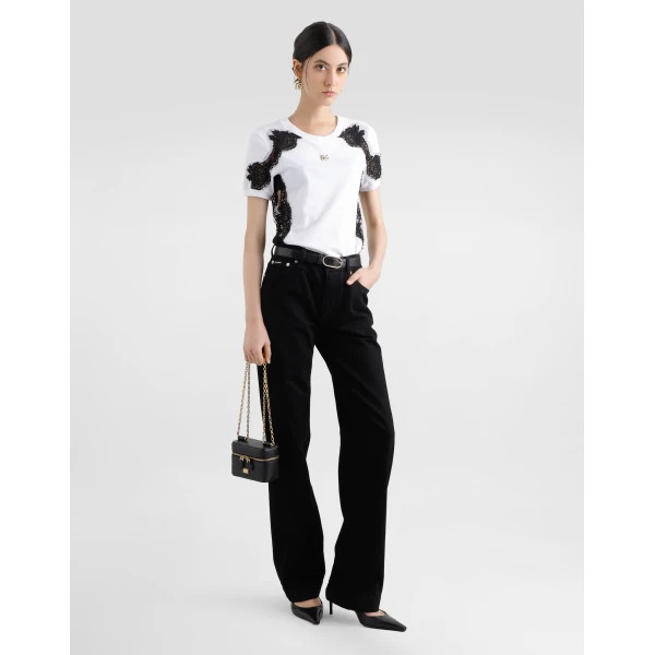 Dolce & Gabbana Loose denim jeans with pressed pleat, view 2