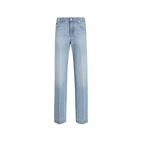 Dolce & Gabbana Loose denim jeans with pressed pleat