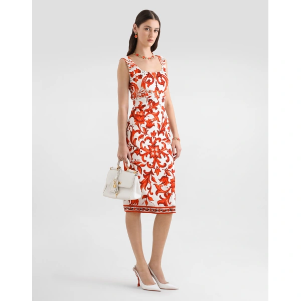 Dolce & Gabbana Majolica-print charmeuse dress, view 2