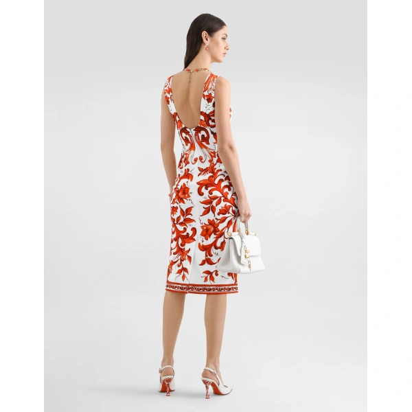 Dolce & Gabbana Majolica-print charmeuse dress, view 3