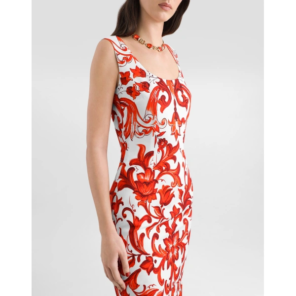 Dolce & Gabbana Majolica-print charmeuse dress, view 4