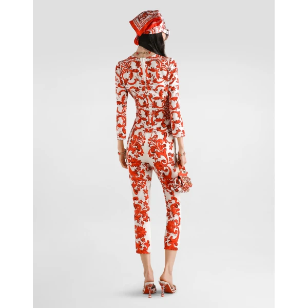 Dolce & Gabbana Majolica-print charmeuse fitted top, view 3