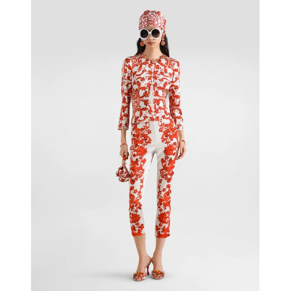 Dolce & Gabbana Majolica-print charmeuse leggings, view 2