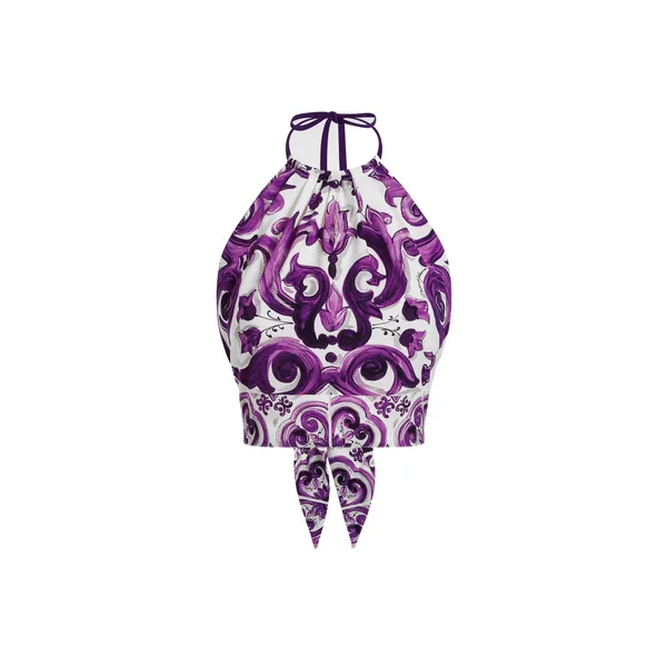 Dolce & Gabbana Majolica-print charmeuse top