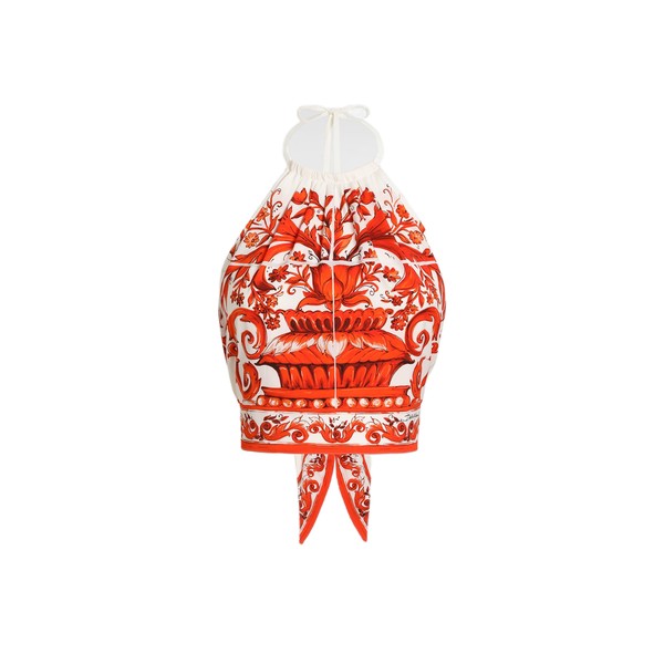 Dolce & Gabbana Majolica-print charmeuse top