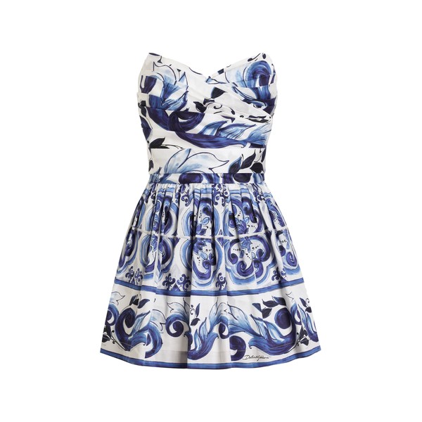 Dolce & Gabbana Majolica-print cotton satin dress