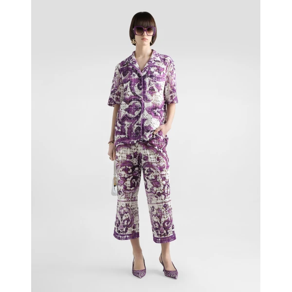 Dolce & Gabbana Majolica-print crochet lace shirt, view 2