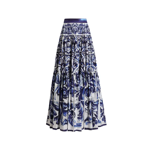 Dolce & Gabbana Majolica-print long poplin skirt