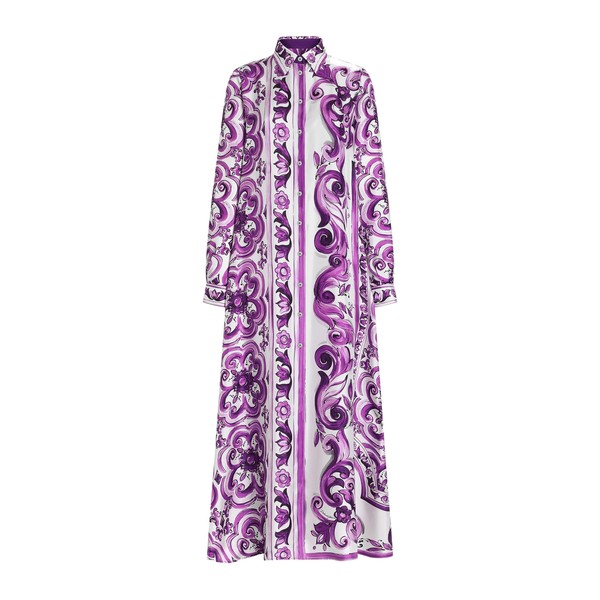 Dolce & Gabbana Majolica-print long twill shirt dress