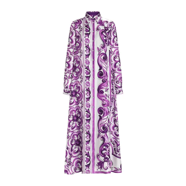 Dolce & Gabbana Majolica-print long twill shirt dress